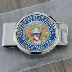 American Coin Treasures Money Clip Presidential Seal Half Dollar Coin in Color